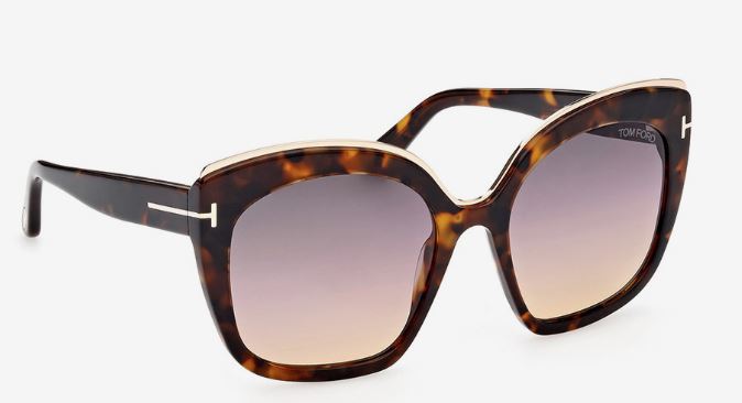 Tom Ford FT0944 55B Vintage Dark Havana with Rose Gold/Gradient Smoke/Lilac and Sand