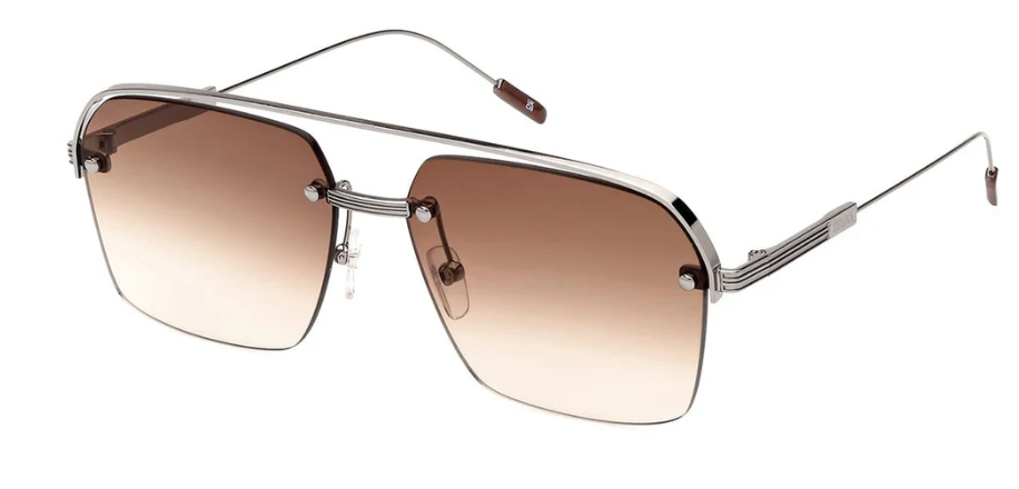 Zegna EZ0213 08F Shiny Gunmetal / Gradient Brown